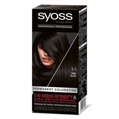 Крем-краска для волос Permanent coloration №1_1 Syoss, 1шт 3557700 фото