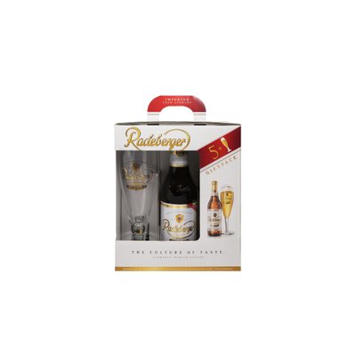 Подарунковий набір пиво Radeberger світле фільтроване 4.8% 0.33л*5шт+келих 0.2л 4223290 фото