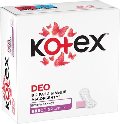 Прокладки гигиенические ежедневные Super Deo Kotex, 52 шт 3614910 фото