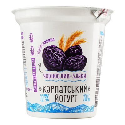 Йогурт 2.2% Чорнослив-злаки Карпатський Галичина, 260 г 3678340 фото
