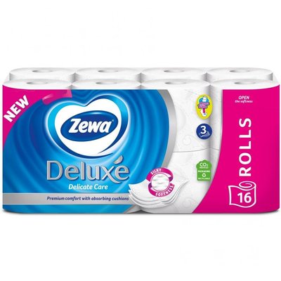 Туалетная бумага белая Zewa Deluxe 3 слоя, 16 рулонов 3116070 фото