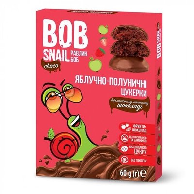 Цукерки яблучно-полуничні у молочному шоколаді Bob Snail к/у 60г 3551040 фото