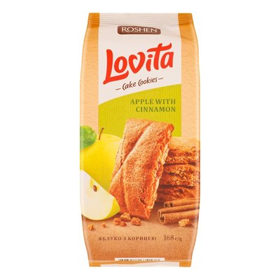 Печиво здобне з яблуком і корицею Lovita Cake Cookies Roshen, 168 г 3668150 фото
