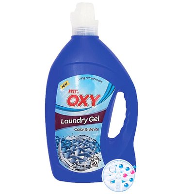 Гель для прання для кольорових та білих речей автомат 50 циклів прання Mr. Oxy, 2.75 л 4139190 фото