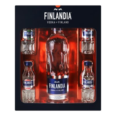 Набор водка Finlandia 0.5л 40% + миниатюры вкусовых водок Finlandia 4*0.05л 37.5% к/у 4150290 фото