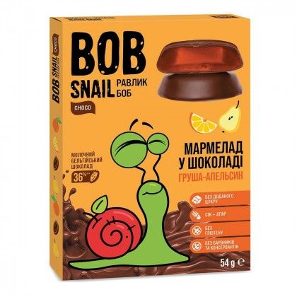 Мармелад в молочном шоколаде Груша-Апельсин Bob Snail, 54 г 3550450 фото