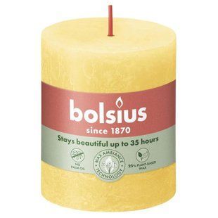 Свічка Рустік стовпчик Shine 80/68, жовта Bolsius, шт 4225130 фото
