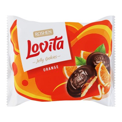 Печиво здобне з желейною начинкою Orange Lovita Jelly Cookies Roshen, 420 г 4037460 фото