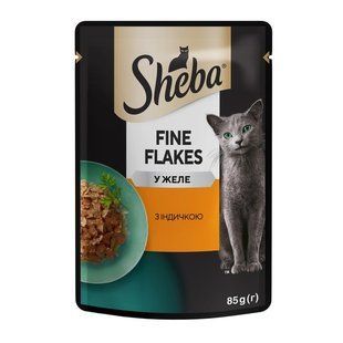 Корм консервированный для взрослых котов С индейкой в желе Fine Flakes Sheba д/п 85г 4423240 фото