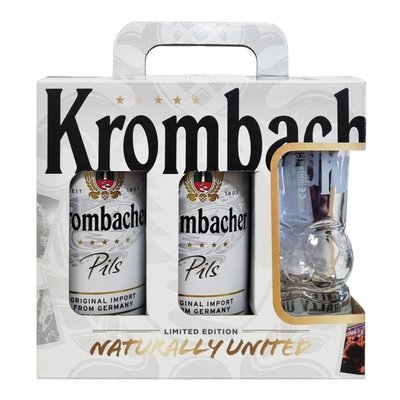 Подарунковий набір пива Футбол Krombacher Pils 4.8% 5 банок*0.5 л + келих 0.2 л 4286970 фото