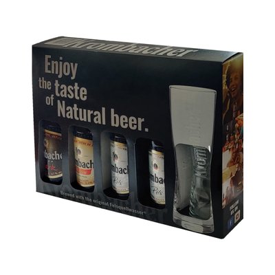 Набор пива Krombacher 0.33 л: - Dark - Weizen - Pills 2 шт. + бокал 0.33 мл 3633500 фото
