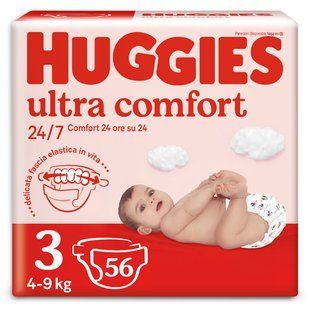 Подгузники для детей 4-9 кг 3 Ultra Comfort Huggies, 56 шт/уп. 3982300 фото