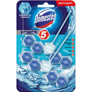 Блок для очищення унітазу Свіжість Океану Power 5 Domestos, 2 шт/уп. 3174660 фото