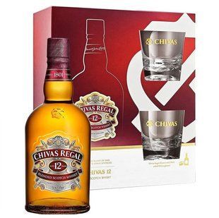 Набор Виски Chivas Regal 12 лет выдержки, 0.7 л + 2 стакана 3003410 фото