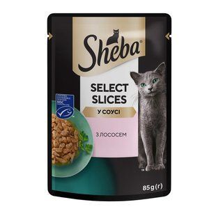 Корм консервированный для взрослых котов C лососем в соусе Select Slices Sheba д/п 85г 4423190 фото