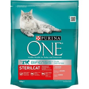 Корм для котів стерелізованих Steril Cat Salmon & Wheat Purina One, 800 г 2248680 фото