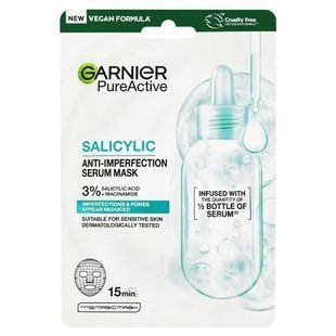 Маска д/лица против несовершенств кожи тканевая с салициловой кислотой Garnier Pure active 23г 4744800 фото