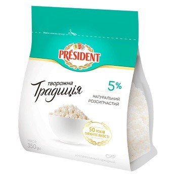 Сир кисломолочний 5% Творожна традиція President, 350 г 3011290 фото