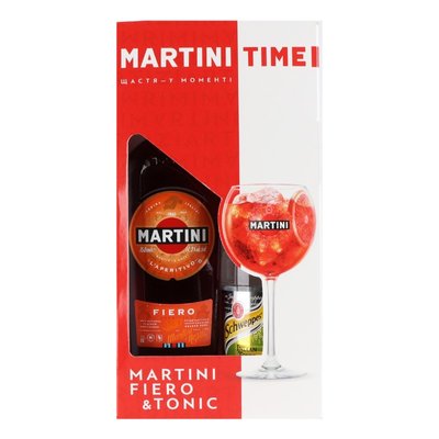 Набір Вермут червоний десертний Fiero Martini, 0.75 л+Напій б/а Indian Tonic Schweppes, 1 шт 3070780 фото