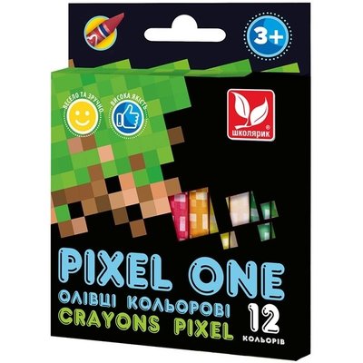 Олівці кольорові Crayons Pixel One 12 кольрiв, Школярик шт 4089500 фото