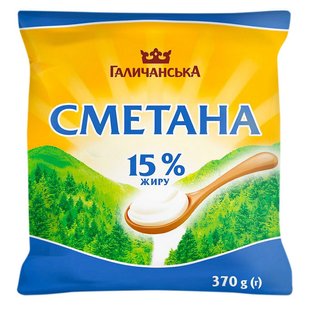 Cметана 15% Галичанська, 370 г 2817040 фото