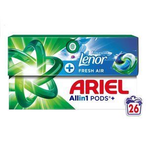 Гель-капсулы для стирки С прикосновением Lenor Свежий воздух Ariel, 26*20.8 г 4567700 фото