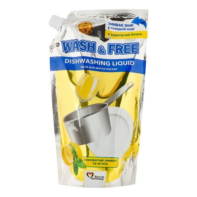 Средство для посуды с лимоном и мятой Wash&Free, 500 мл 3840270 фото
