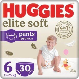 Трусики-подгузники для детей 15-25 кг 6 Elite Soft Huggies, 30 шт/уп. 3982280 фото