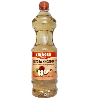 Оцтова кислота харчова з додаванням яблучного соку 6% Vinagro, 0.9 л 3961750 фото