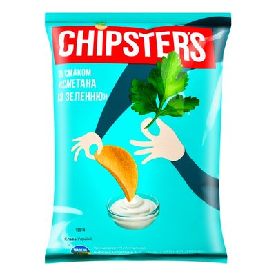 Чіпси зі смаком сметани і зелені Chipster's, 130 г 3223930 фото